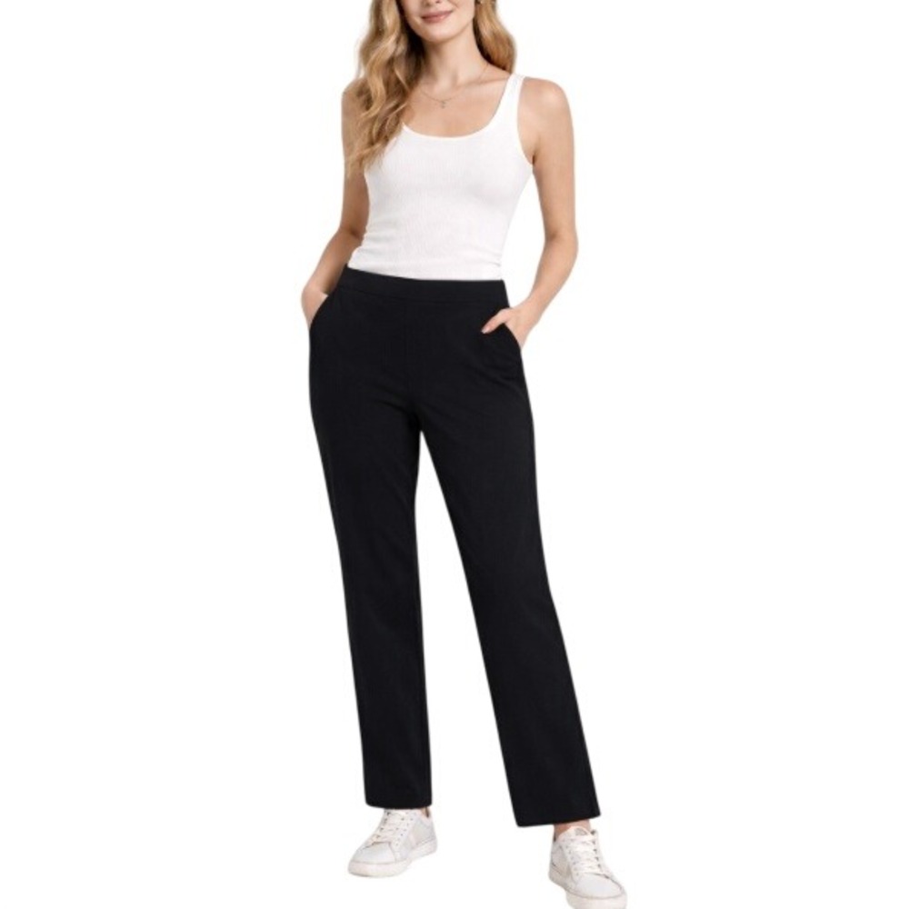 Chico's Women's Black Stretch Pull On‎ Zipper Pocket Zenergy Pants Size 16R